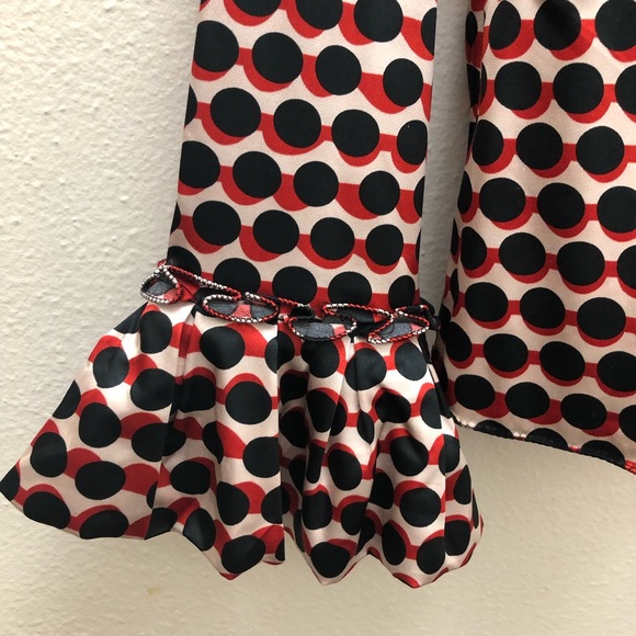 Max Studio Women's Size M Geometric Long Bell Sleeve Button Down Dress Shirt - Picture 3 of 9